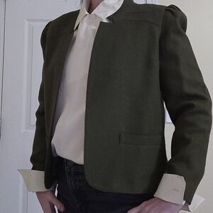 Vintage L’Abeille Beeline Designer Collection Olive Green Wool Jacket  Blazer
